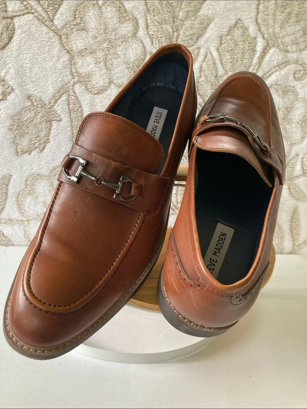 Steve Madden Tan/Brown Leather Slip-On Penny Loafers